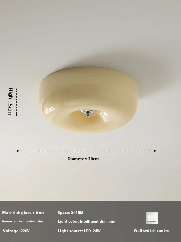 Cream coloured bedroom ceiling lamp with American middle ancient styling and three-colour light settings