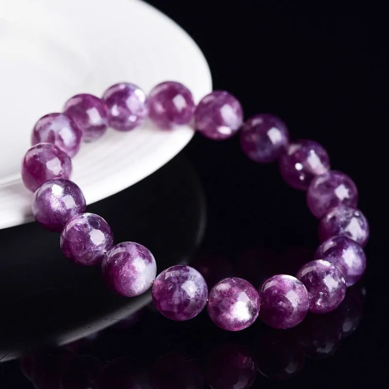 Korean-style geometric crystal bracelet with polished 5A grade purple beads in single-circle design