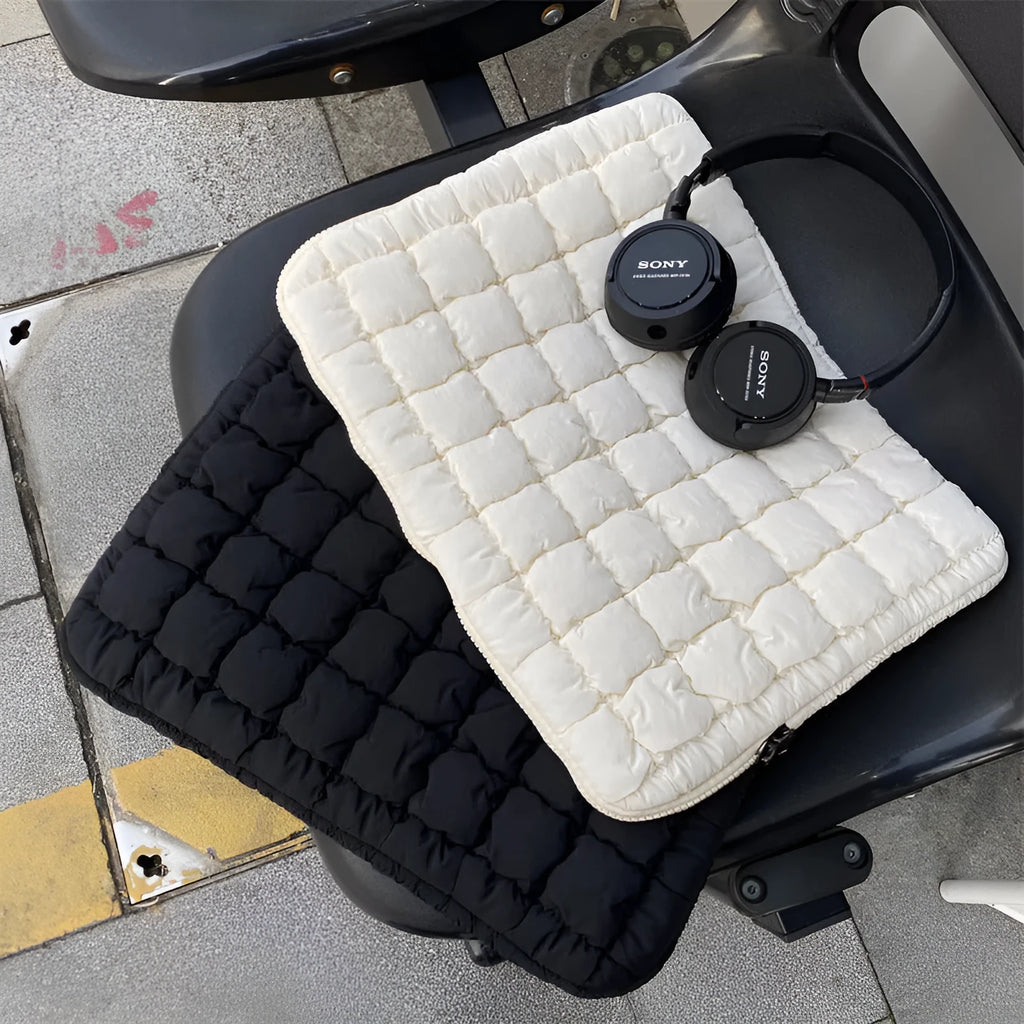 Cloud cotton nylon laptop bag in black colour showing large capacity design for 15.6-inch notebooks