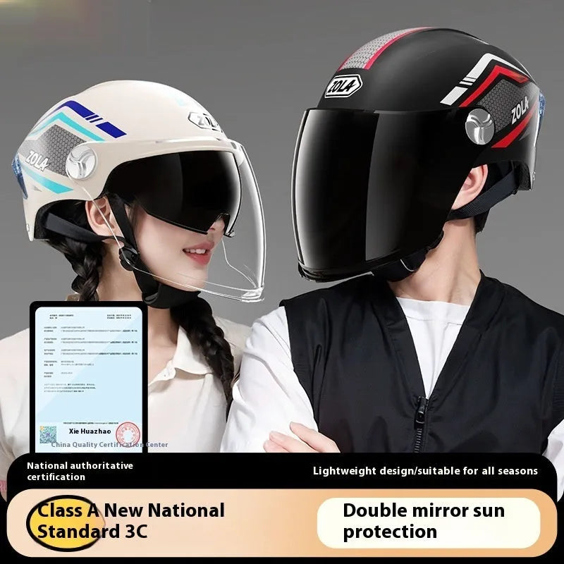 Child's 3C-certified ABS motorcycle half helmet in double mirror finish