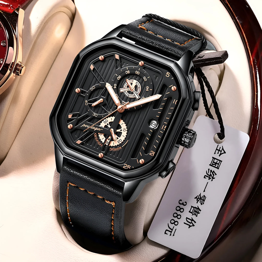 Men's belt style quartz sports watch with stainless steel case in multiple colour options