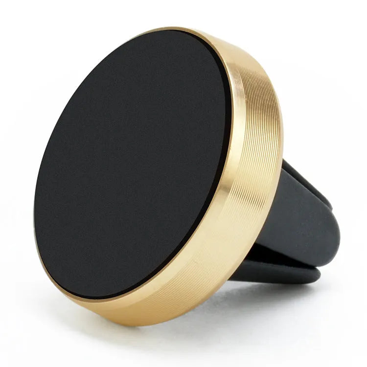 Magnetic car air vent phone holder in five colours showing compact 33.5mm by 30mm bracket design