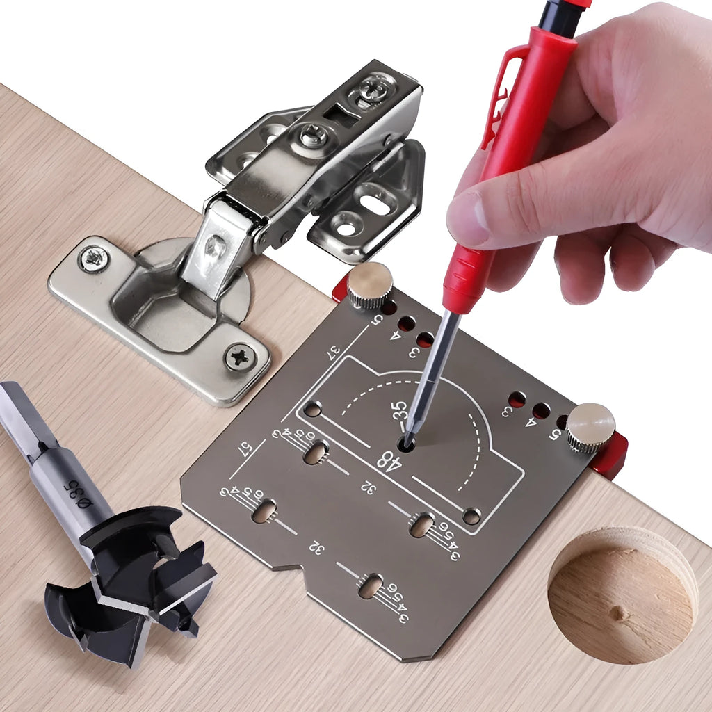 35mm adjustable hinge positioning ruler with aluminium alloy construction and hard alloy blade tapper