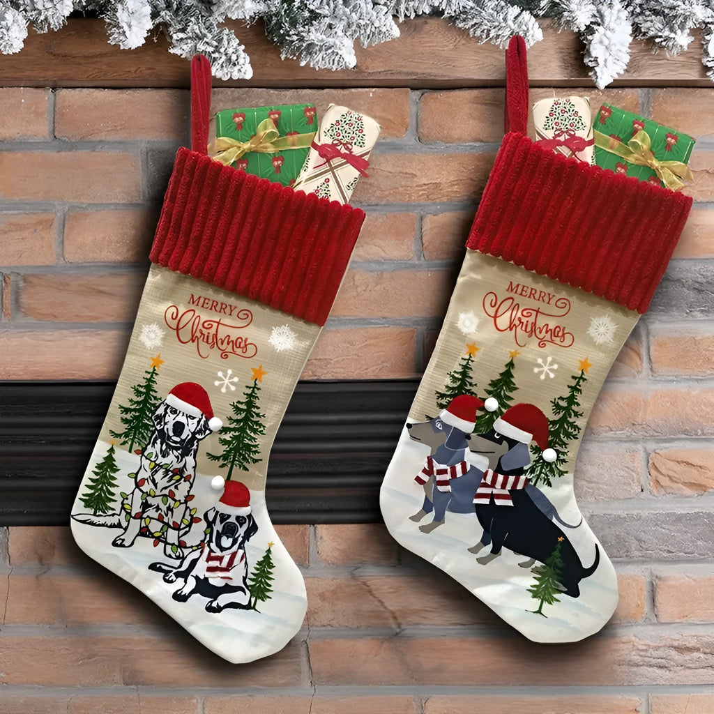 46cm cloth Christmas tree pendant with fireplace design for pet dress-up decor