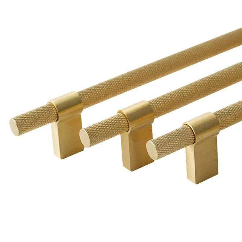 Brass knurled cabinet handle for wardrobe drawer cupboard with polished brushed sealing glaze finish