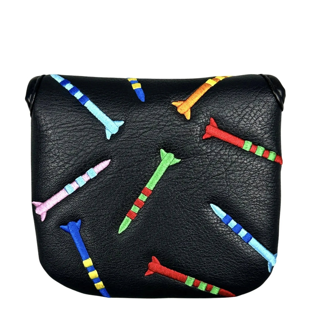 Square golf putter protective sleeve with rocket pattern in black PU leather material