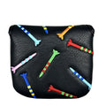 Square golf putter protective sleeve with rocket pattern in black PU leather material