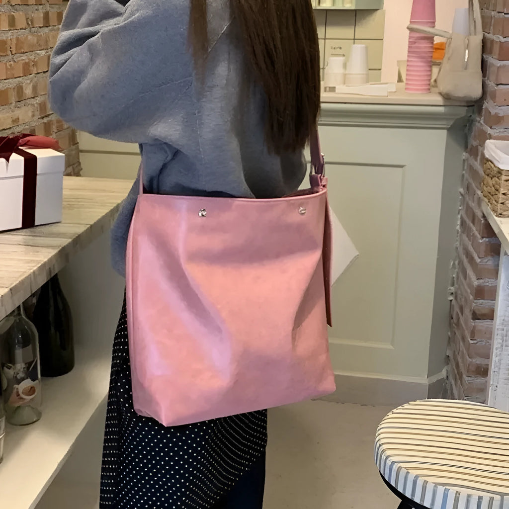 Corduroy one shoulder bag in pink or brown with 39cm length and PU lining for commuting