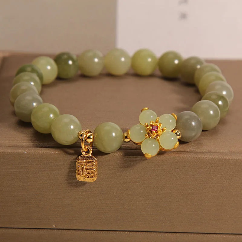 Women's alloy bracelet jewellery with grey jade colour stone detail in casual style
