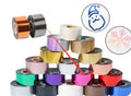 Rolls of electrochemical aluminium hot foil transfer paper in various metallic colours for leather and plastic branding