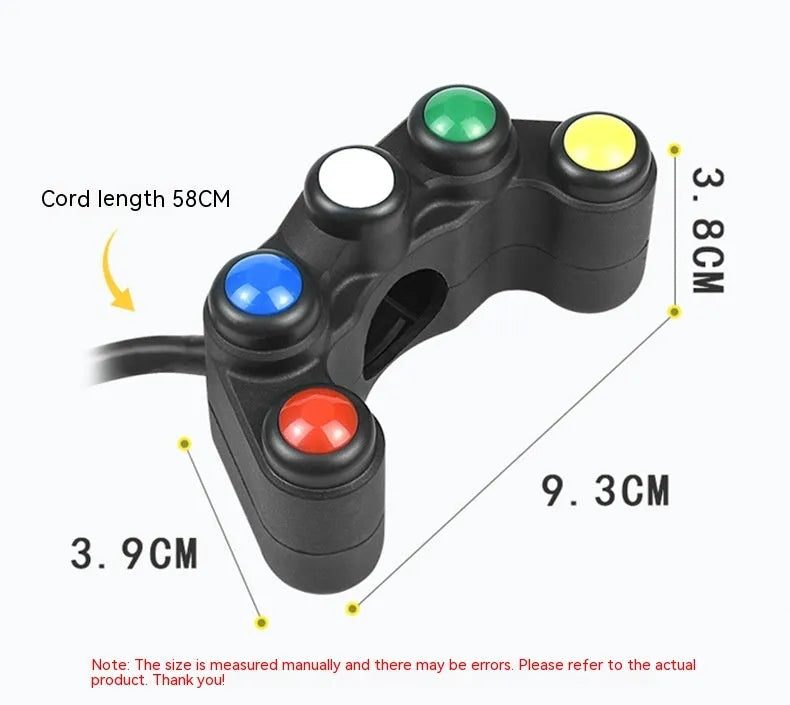 Plastic five-colour five-position motorcycle accessory switch panel with 52cm cable