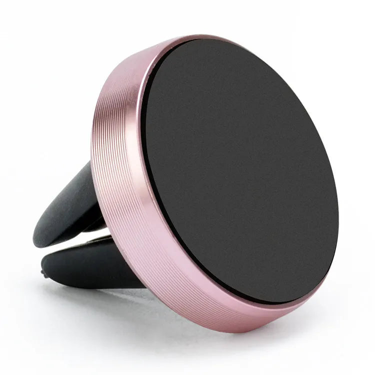 Magnetic car air vent phone holder in five colours showing compact 33.5mm by 30mm bracket design