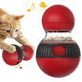 Plastic rotating cat toy ball with sound mechanism and treat dispensing hole measuring 155mm