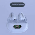 Bone conduction Bluetooth headset with clip design in black, white, or khaki colour options