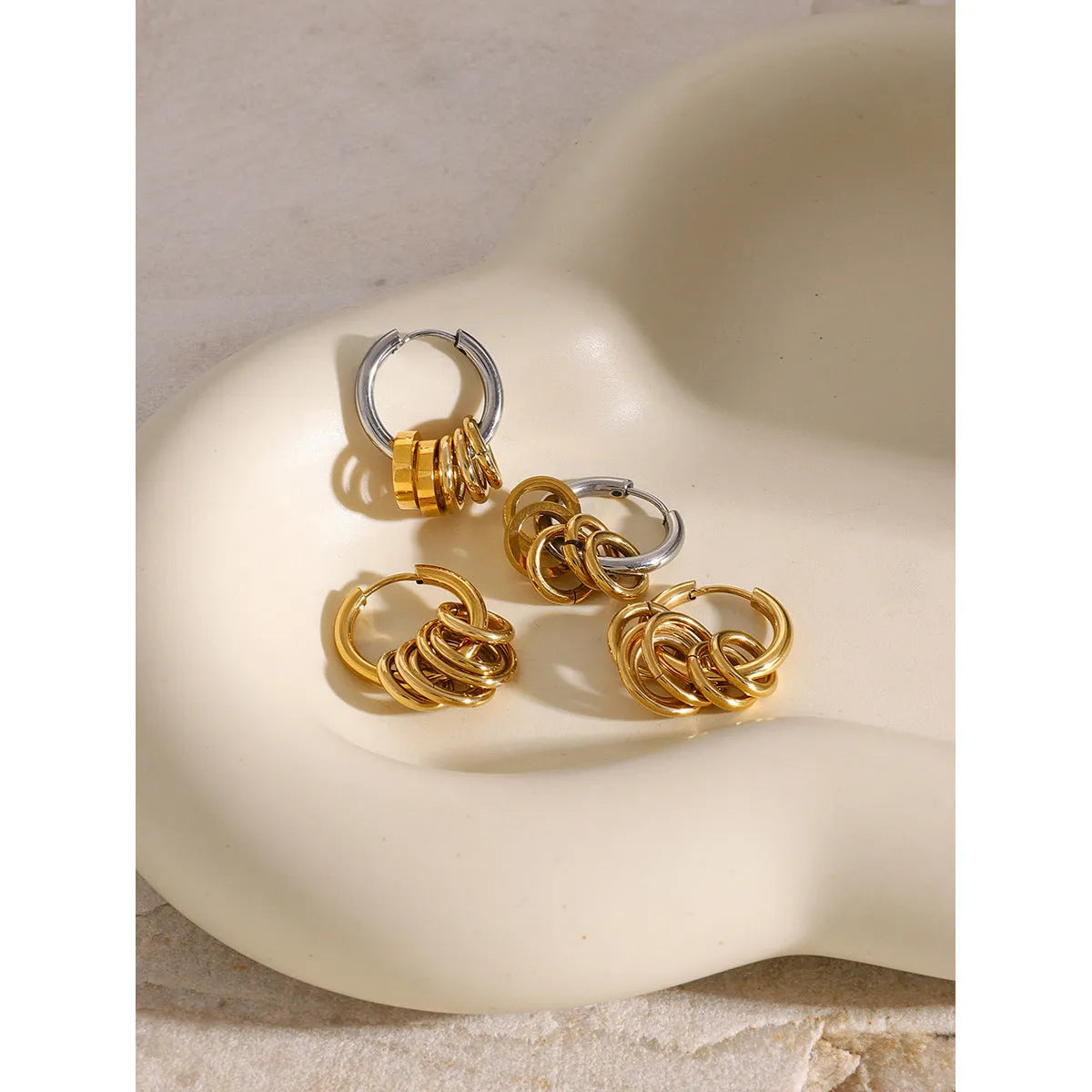 Stainless steel personality earrings with electroplated colour matching in ins style
