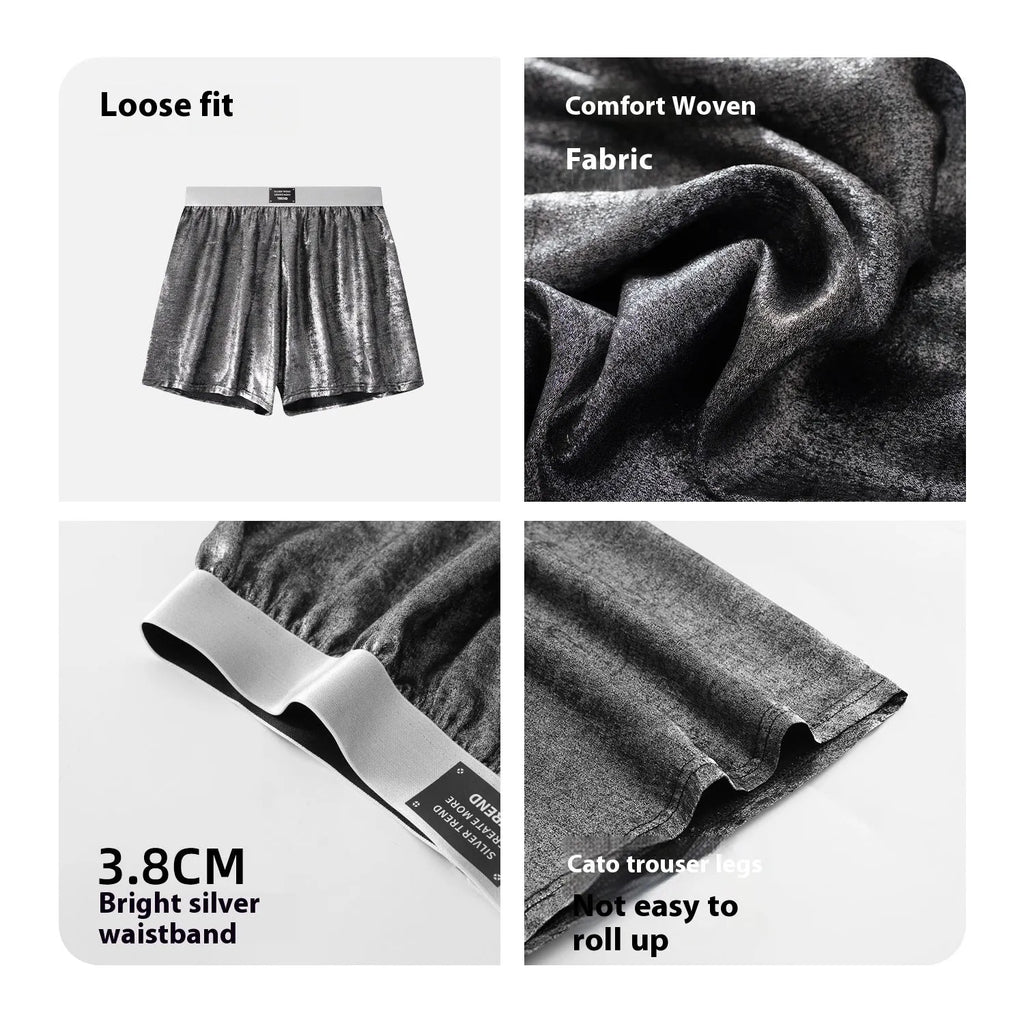 Galaxy Reflective woven polyester sports underwear in star silver colour with mid waist design