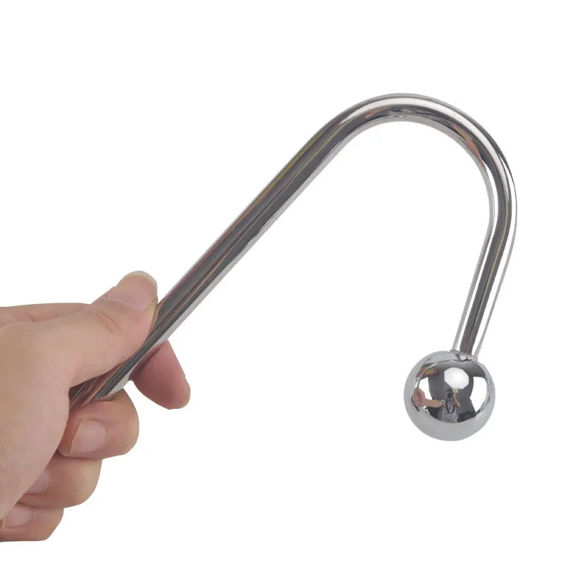 Silver stainless steel electric shock couple toy with 25mm, 30mm, and 35mm round heads and 100g single hook