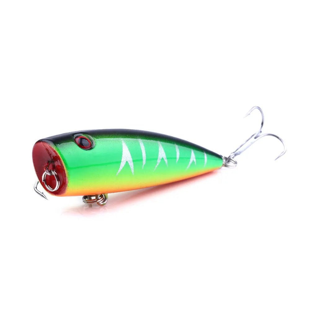 Five 7cm 9g ABS plastic freshwater fishing lures with size 6 hooks