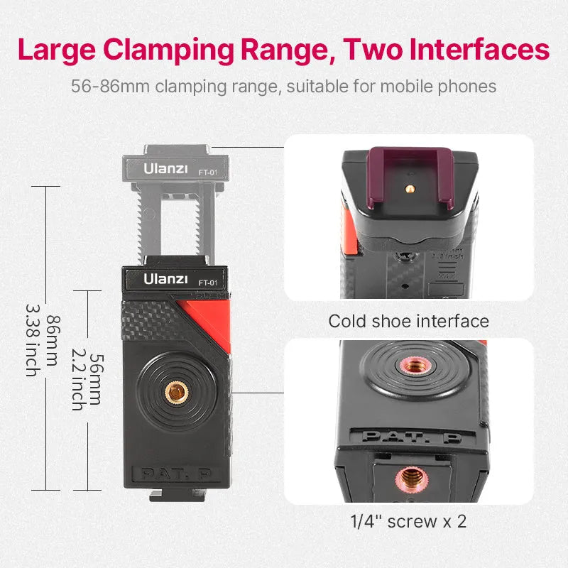 Black octopus leg mobile phone tripod set with phone clip, model FT-01, extended to 360mm