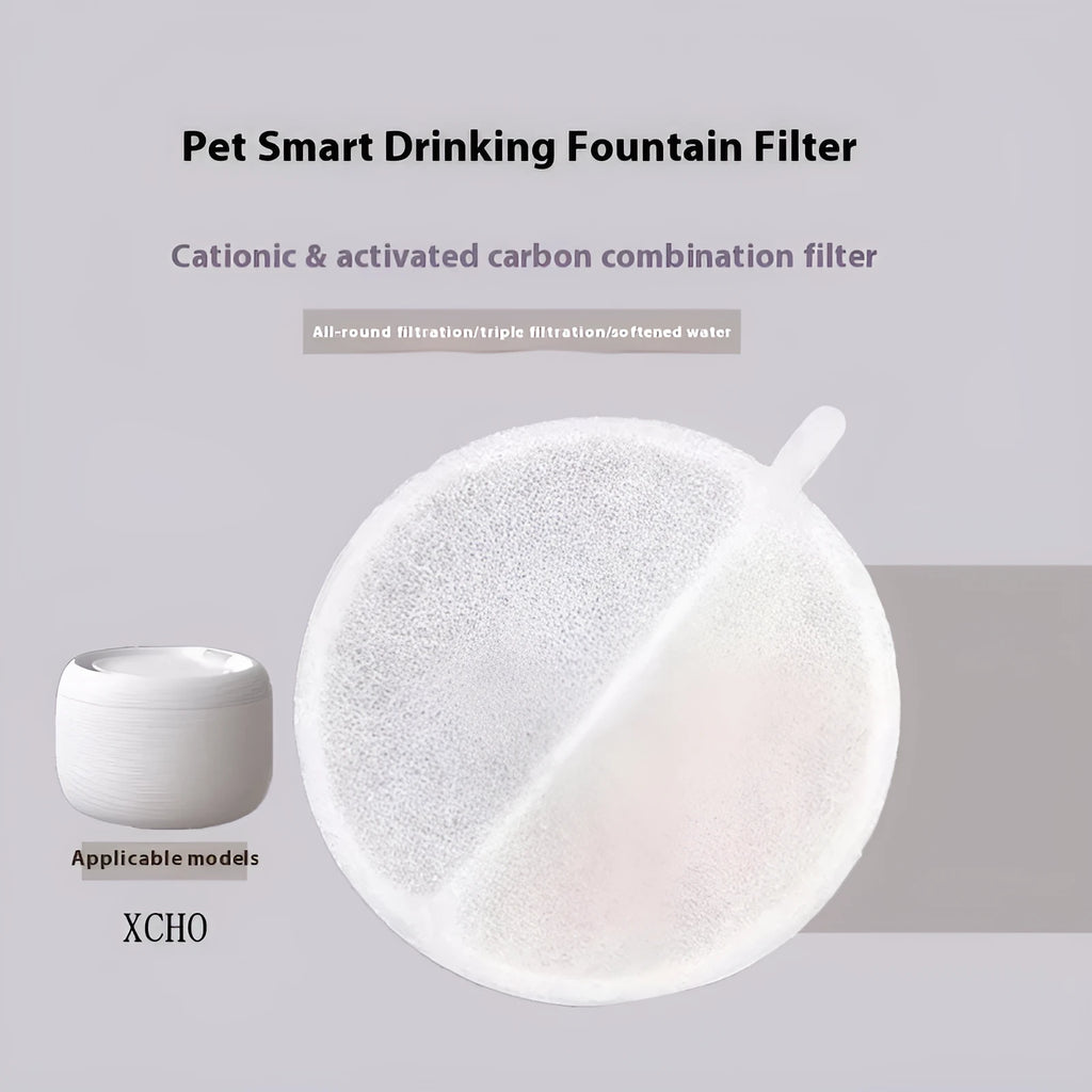 Pet water dispenser filter cartridge with coconut shell activated carbon, available in white or black.