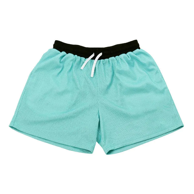 Men's black mesh quick-drying shorts for running and fitness activities