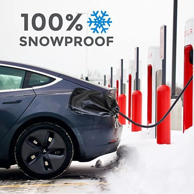 Waterproof cover for EV charging with drawstring closure in black colour
