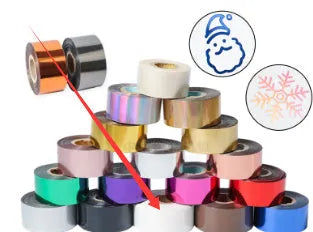Rolls of electrochemical aluminium hot foil transfer paper in various metallic colours for leather and plastic branding