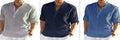 Men's solid colour long sleeve shirt with a stand collar, shown in a light blue colour option.