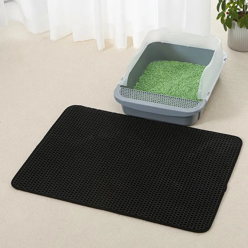 EVA double-layer cat litter mat in four sizes and six colours, including black and gray, for cat litter areas