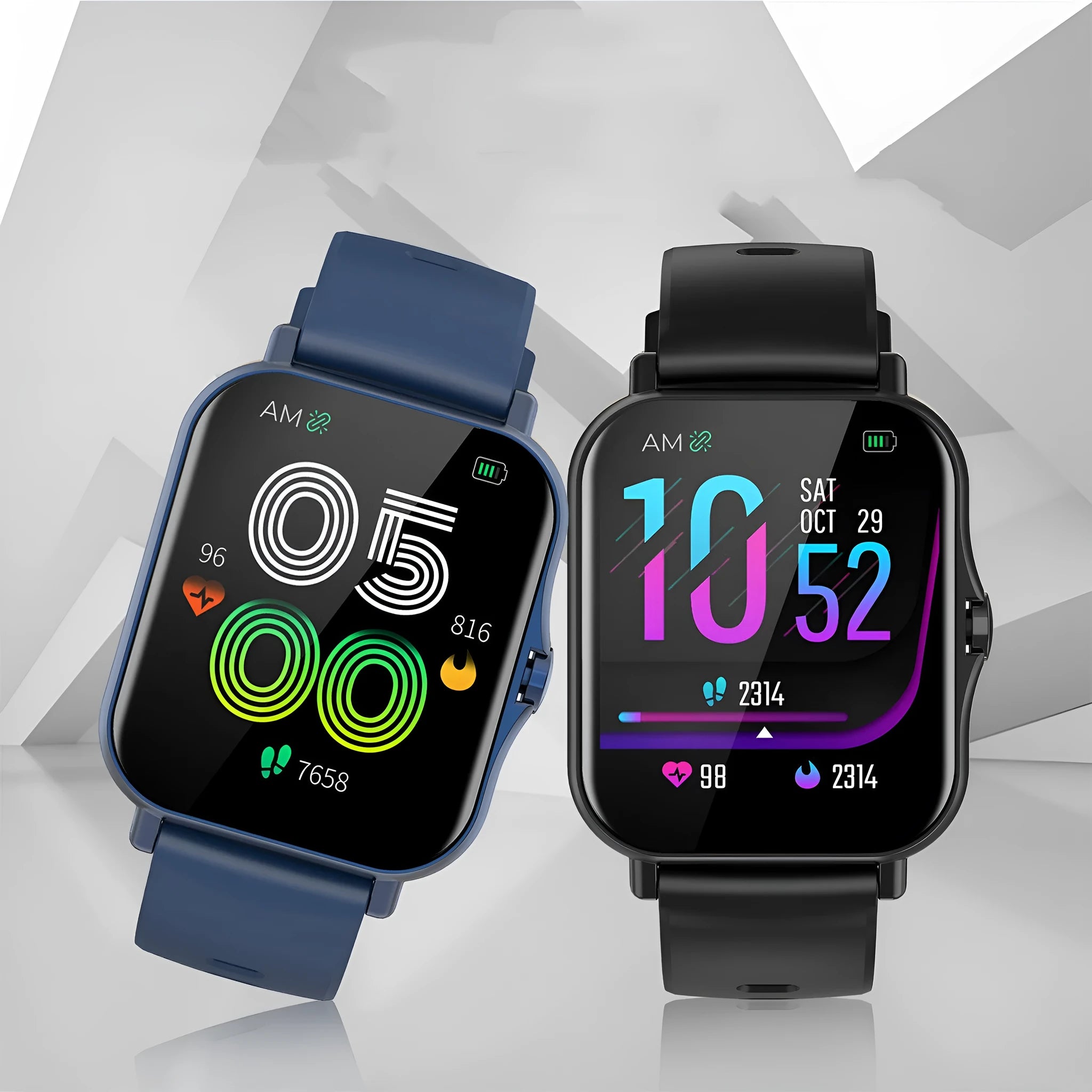 W10 Bluetooth smart watch with heart rate and blood pressure monitoring on wrist, showing curved touch screen