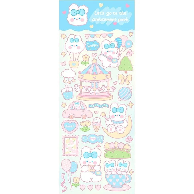Cartoon-style PVC waterproof stickers for agenda notebook and office stationery decoration