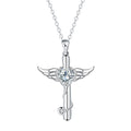 Cross stethoscope pendant necklace with wings charm in copper with electroplated finish