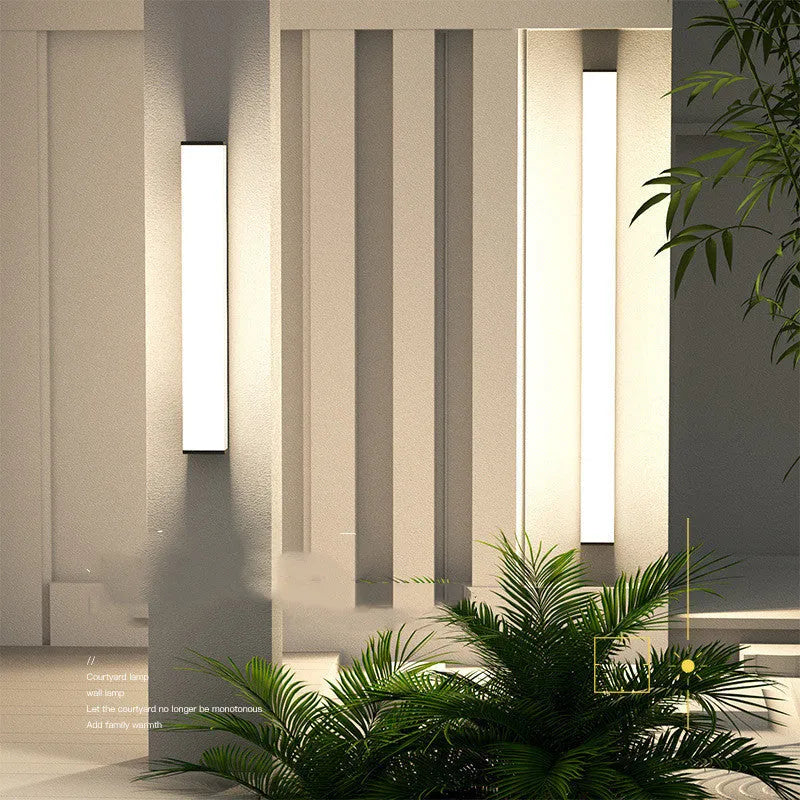 Stainless steel and PC outdoor wall light with IP65 waterproof rating, 60cm height.