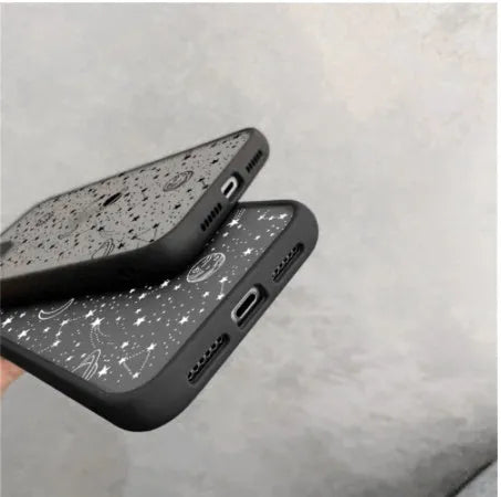 Star Universe textured iPhone sensation shell case in black and white colours showing iPhone X through 13 compatibility