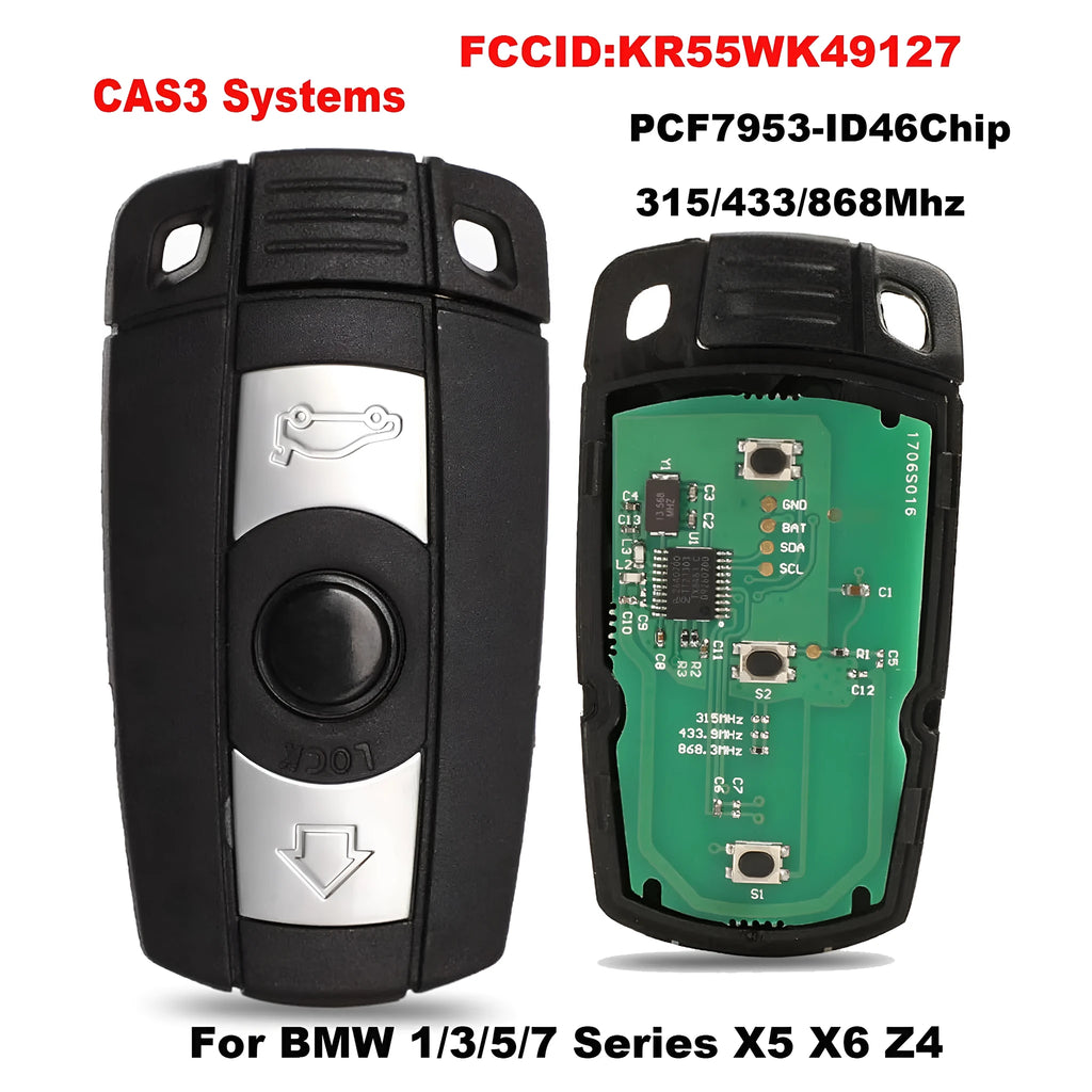 BMW CAS3 semi-intelligent remote car key replacement with metal and plastic construction