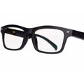 Smart glasses with semi-open Bluetooth audio design showing temple speakers and UV-protective lenses