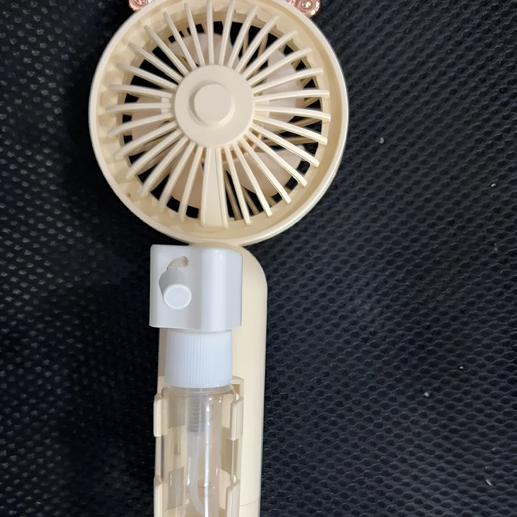 Plastic nozzle fan with USB port in apricot, blue, green, orange, or pink colour options