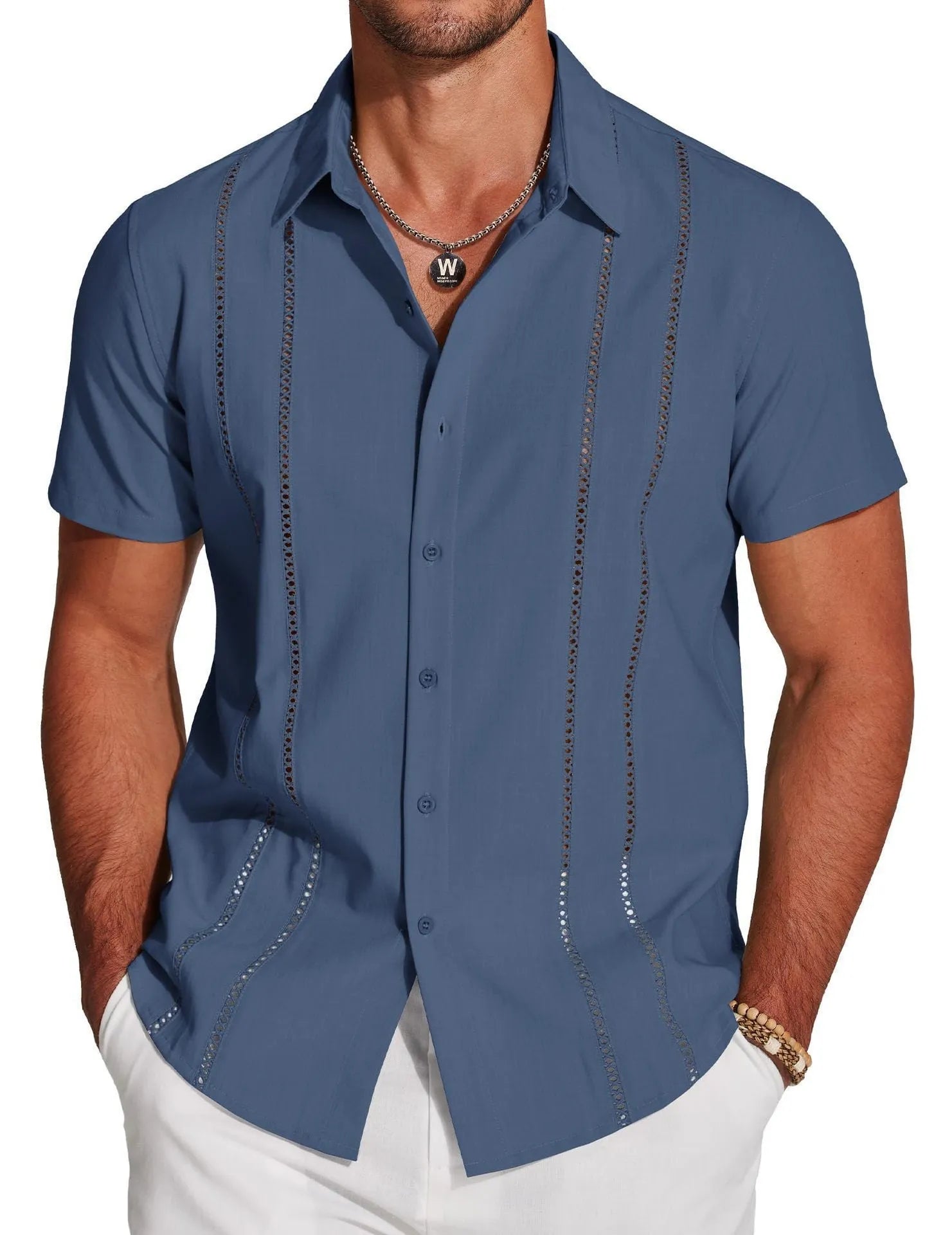 Men's slim fit Hawaiian short sleeve shirt with vibrant digital print and polyester fabric in sizes S to 6XL