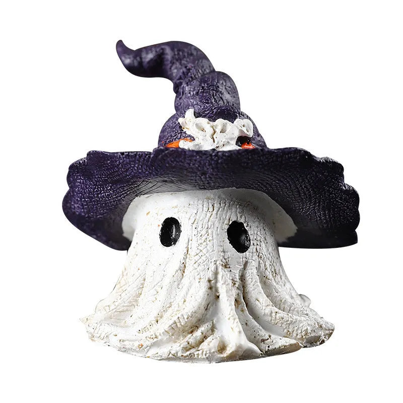 Purple and black resin wizard hat ornaments for Halloween and Christmas decorations
