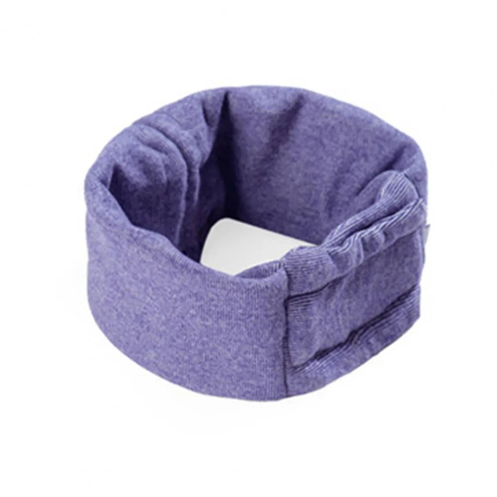 Black dog hoodie head cover with ear muffs for calming and hair control.