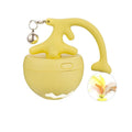 USB electric cat teasing ball with fish bone design rolling on floor, includes replaceable teasing stick