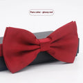 Men's solid colour flat head polyester bow tie showing 12cm by 6cm dimensions.