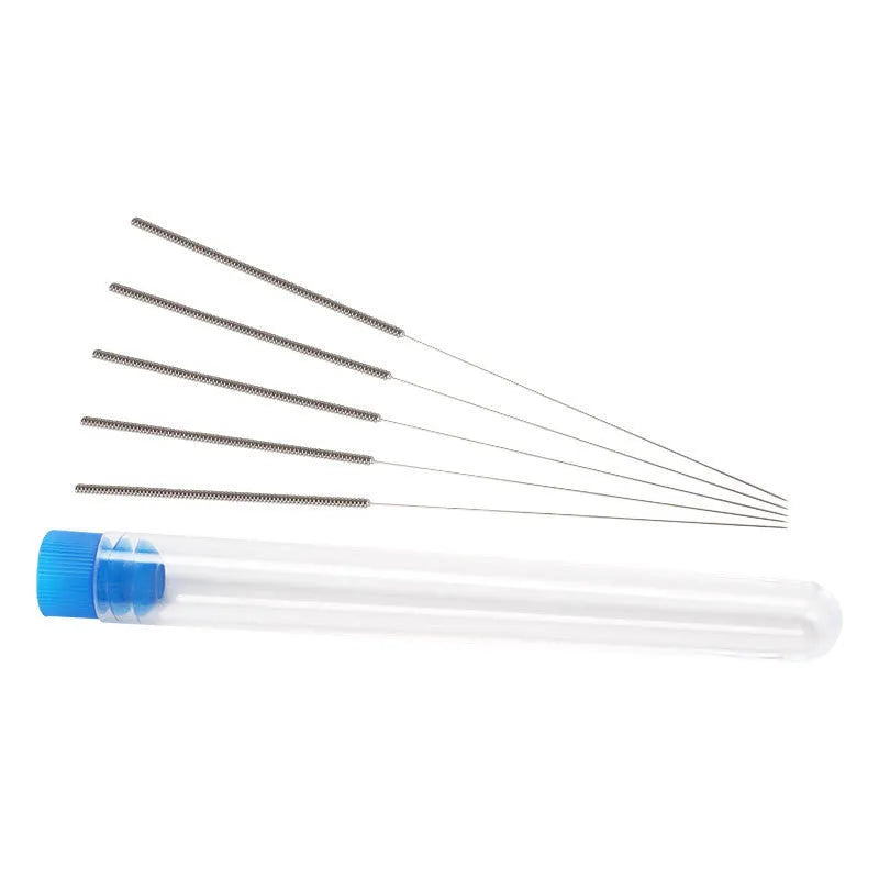 Pack of ten 3D printer nozzle cleaning needles for Mk8 and E3D hotends in various diameters.