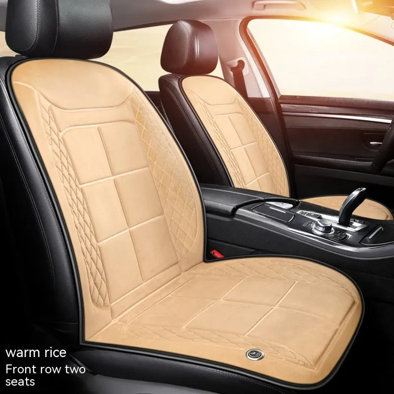 Automotive heating cushion in beige, black or coffee colours for single, double or rear car seats