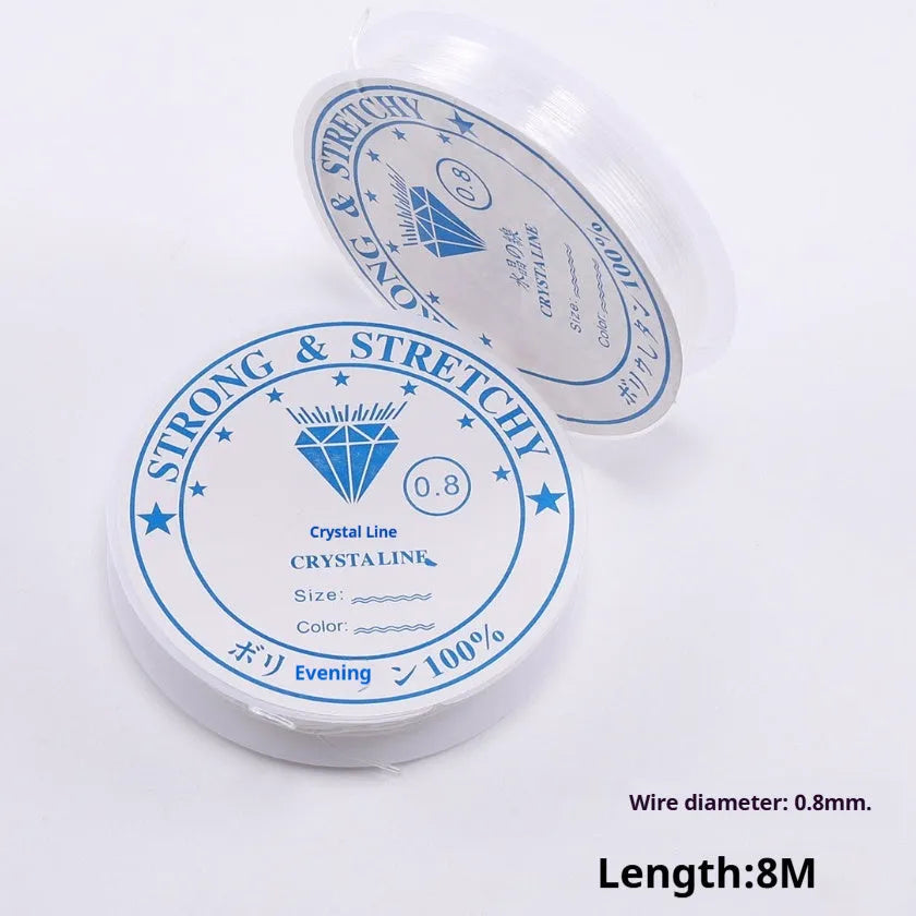 Spool of transparent white elastic fishing line for DIY jewellery and craft projects