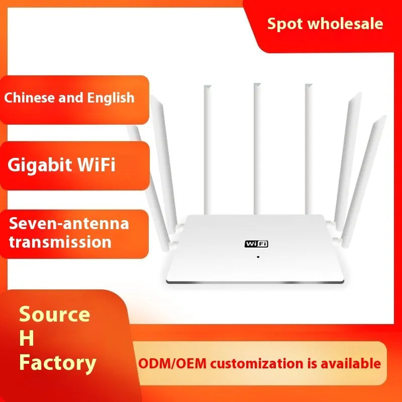 Black and white dual-band 5G router with multiple antennas for wall-through WiFi coverage