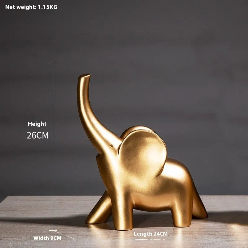 Modern resin fortune elephant ornament in rose gold or white colour, large and small sizes available.