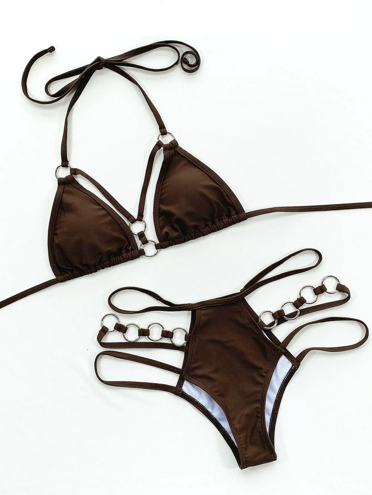Women's separated bikini swimsuit set in nylon fabric with matching shorts