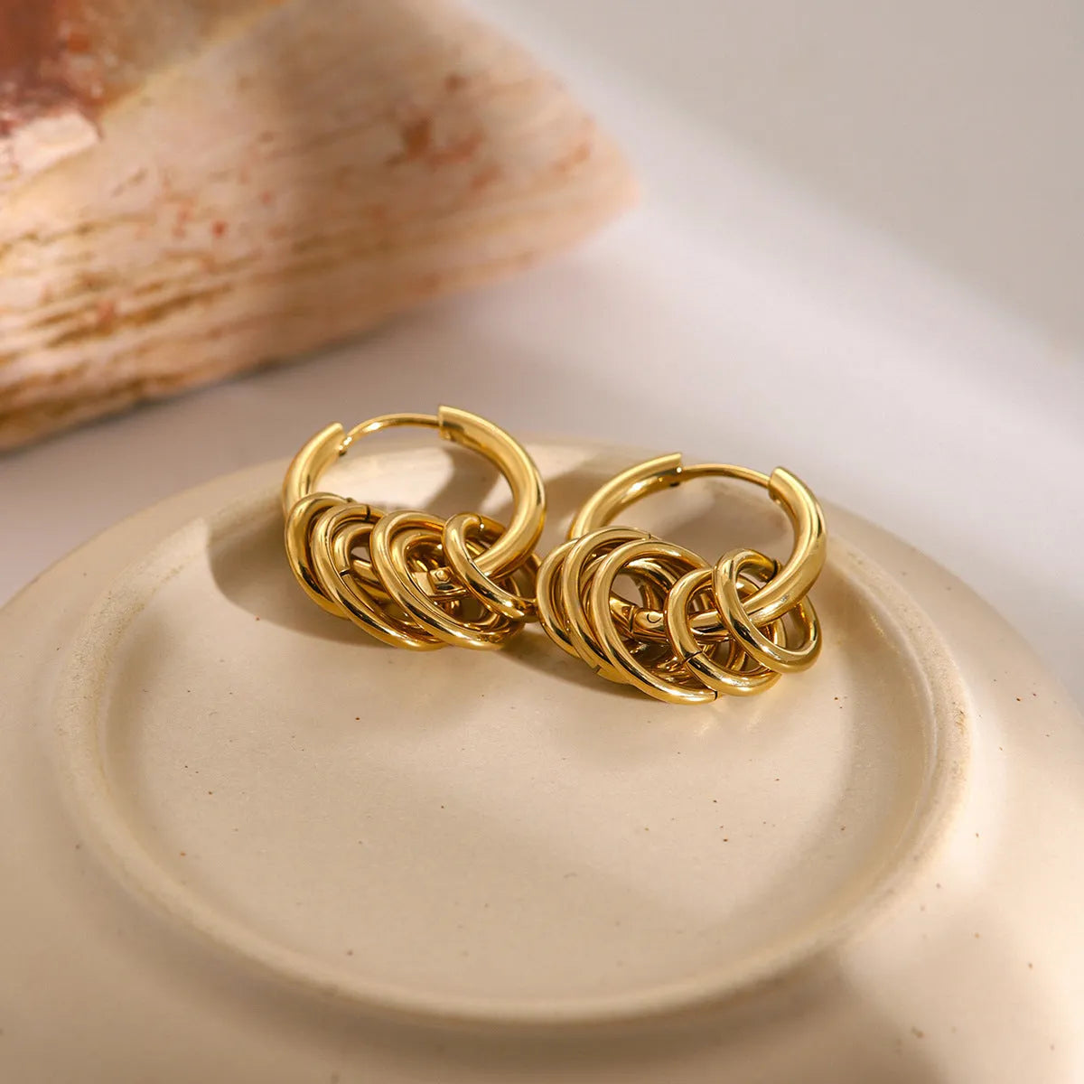 Stainless steel personality earrings with electroplated colour matching in ins style