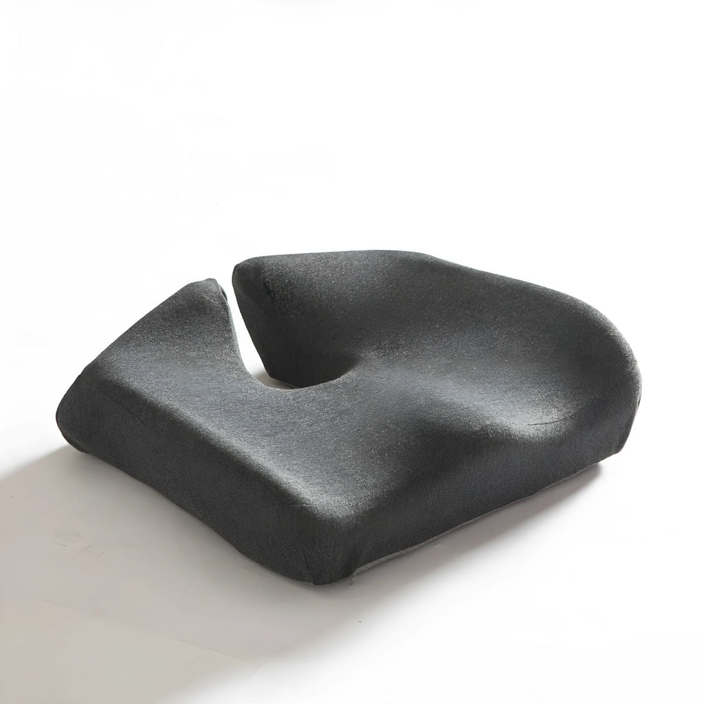 Memory foam office chair cushion with solid colour polyester cover measuring 36x40x11cm for waist support